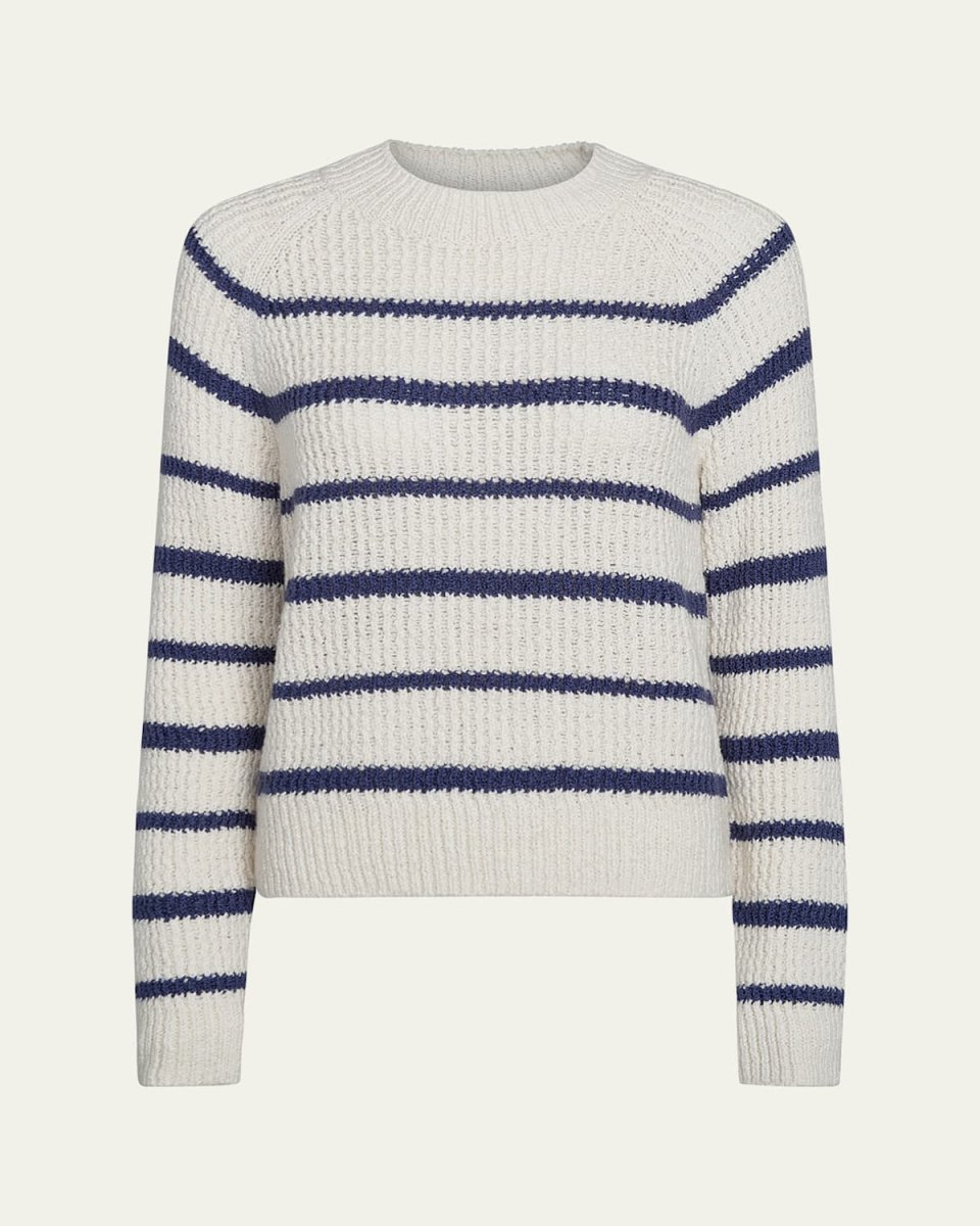 Ribbed Stripe Raglan-Sleeve Crewneck Sweat